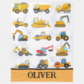 Couverture Polaire Véhicules de construction Jaunes mignons (Devant)