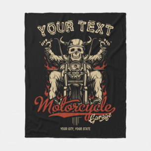 Couverture Polaire Vélo personnalisé Skeleton Motorcycle Shop Garage