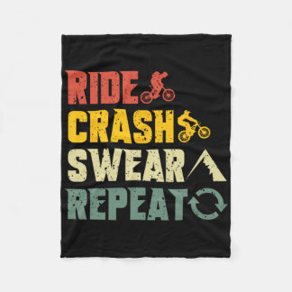 Couverture Polaire Vélo tout terrain Ride drôle Crash Jurer Répéter H