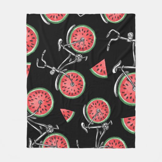 Couverture Polaire Vélos à roue de pastèque, motif d'été. (Devant)