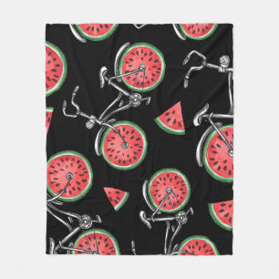Couverture Polaire Vélos à roue de pastèque, motif d'été.