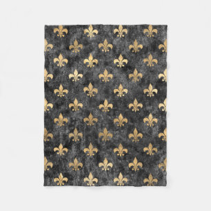 Couverture Polaire Velours noir Fleur de Lis Mardi Gras Orleans