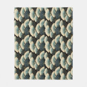 Couverture Polaire Ventilateur Gold et Turquoise inspiré par le Japon (Devant)