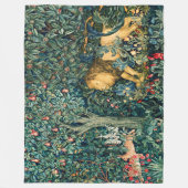 Couverture Polaire VERDURE, ANIMAUX FORESTIERS Lion et Hares Floral (Devant)