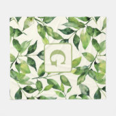 Couverture Polaire Verdure Aquarelle Botanique Feuille monogramme (Devant (Horizontal))