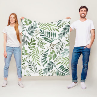 Couverture Polaire Verdure botanique Feuille Aquarelle 