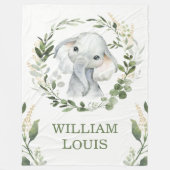 Couverture Polaire Verdure douce Feuille Jungle Elephant Baby Nursery (Devant)