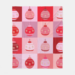 Couverture Polaire Vérification De Noël - Ornements Roses Et Rouges À