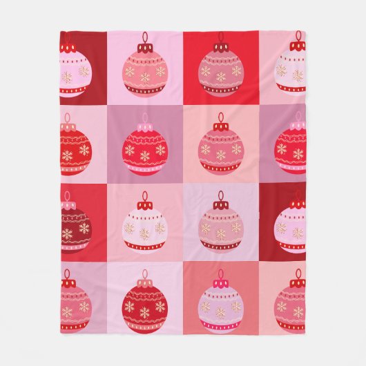 Couverture Polaire Vérification De Noël - Ornements Roses Et Rouges À (Devant)