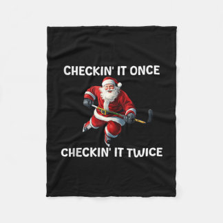 Couverture Polaire Vérification deux fois santa hockey noël