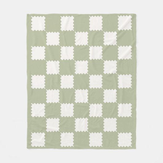 Couverture Polaire Vérifications Super Sage Green À damiers Motif (Devant)