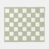 Couverture Polaire Vérifications Super Sage Green À damiers Motif (Devant (Horizontal))