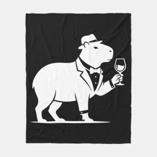 Couverture Polaire Verre à vin capybara drôle minimaliste moderne
