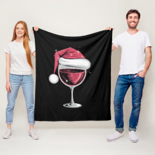 Couverture Polaire Verre à vin rouge Noël drôle de Noël Xmas