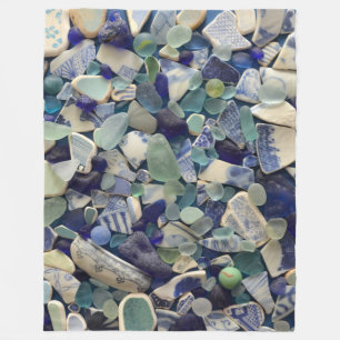Couverture Polaire Verre de mer, vert bleu d'aqua de poterie en verre