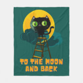 Couverture Polaire Vers la lune et le dos mignon Chat d'Halloween noi (Devant)