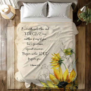 Couverture Polaire Verset Bible Rustique Tournesol Blanche