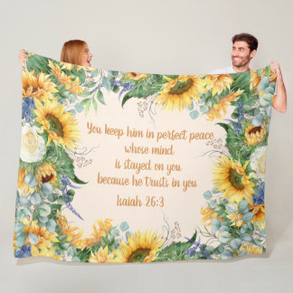 Couverture Polaire Verset biblique floral de tournesol Garder une pai
