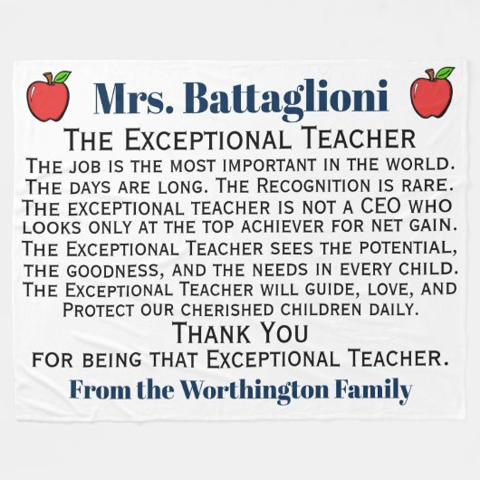 Couverture Polaire Version 3 Merci d'enseignant EXCEPTIONNEL (Devant (Horizontal))