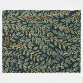 Couverture Polaire Vert bleu moderne Or Tropical Feuille verdure (Devant (Horizontal))