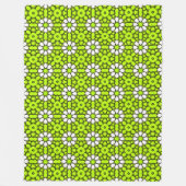 Couverture Polaire Vert brillant et blanc à motif floral (Devant)