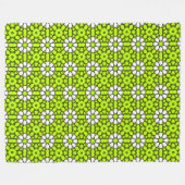 Couverture Polaire Vert brillant et blanc à motif floral (Devant (Horizontal))
