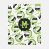 Couverture Polaire vert citron clair J'aime volleyball texte motif (Devant)