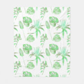 Couverture Polaire Vert clair Aquarelle Tropicale Feuille Blanke (Devant)