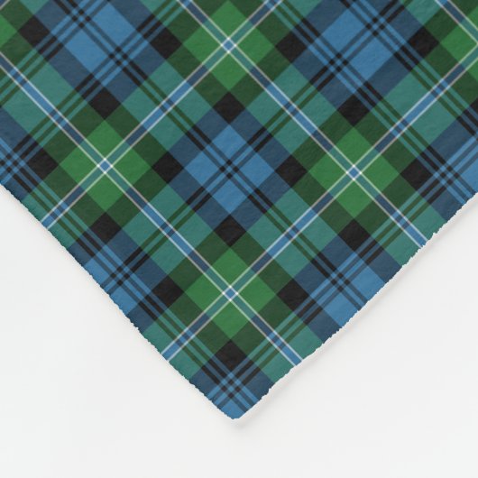 Couverture Polaire Vert clair et bleu plaid Lyon Tartan (Coin)