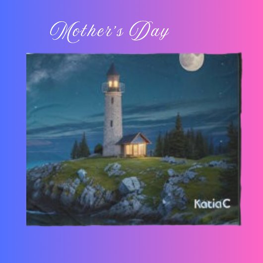 Couverture Polaire Vert Doux Serene Night Lighthouse Lune