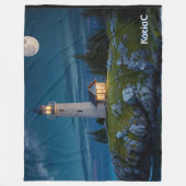 Couverture Polaire Vert Doux Serene Night Lighthouse Lune (Devant)