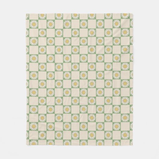 Couverture Polaire Vert esthétique À damiers tournesol Motif Y2K (Devant)