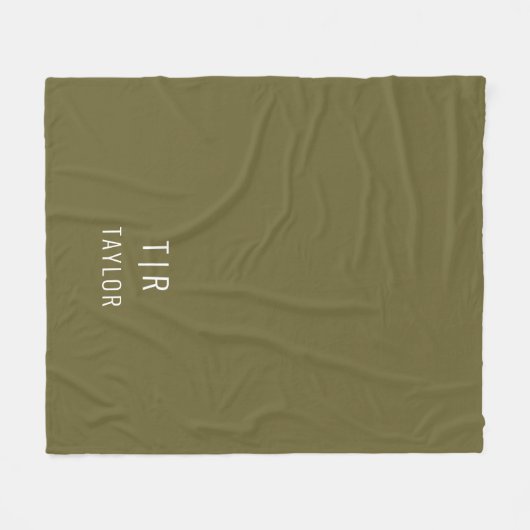 Couverture Polaire Vert et blanc moderne monogramme élégant (Devant (Horizontal))