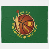 Couverture Polaire Vert et cadeaux supérieurs de nuit de basket-ball (Devant (Horizontal))