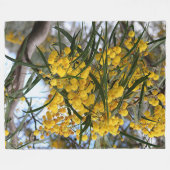 Couverture Polaire Vert et fleurs australiennes d'acacia d'or (Devant (Horizontal))
