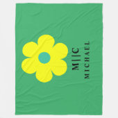 Couverture Polaire vert et jaune simple moderne monogramme mignon (Devant)