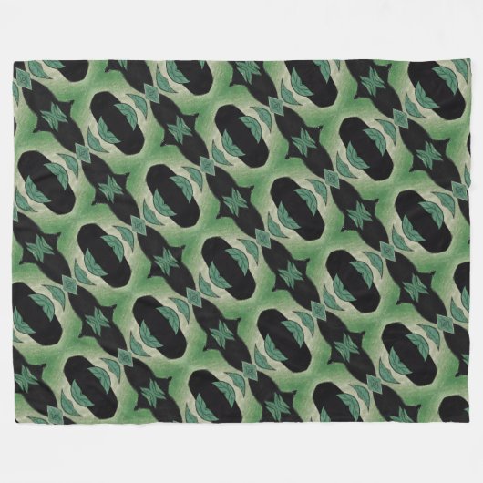 Couverture Polaire Vert et noir botanique (Devant (Horizontal))