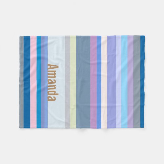 Couverture Polaire Vert/Gris/Beige/Rose/Violet/Bleu monogramme (Devant (Horizontal))
