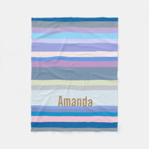 Couverture Polaire Vert/Gris/Beige/Rose/Violet/Bleu monogramme