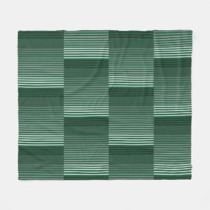 Couverture Polaire Vert, Gris, Noir, Rayures Blanches
