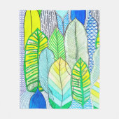 Couverture Polaire Vert Jaune mignon Moderne Tropical Boho Feuille (Devant)