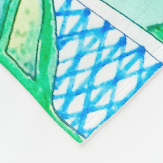 Couverture Polaire Vert Jaune mignon Moderne Tropical Boho Feuille (Coin)