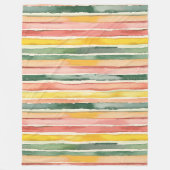 Couverture Polaire Vert Jaune Rouge Rose Rayures (Devant)