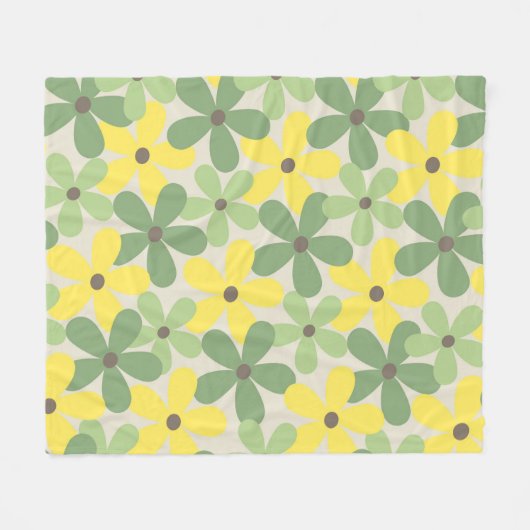 Couverture Polaire Vert Jaune Tropical Floral Botanique Été (Devant (Horizontal))