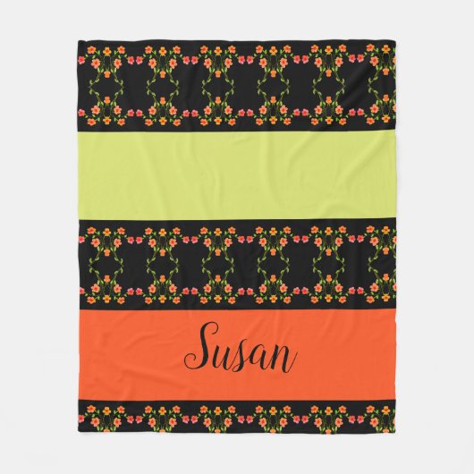 Couverture Polaire Vert Lime Orange Et Noir (Devant)