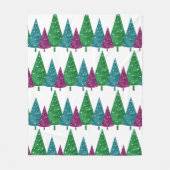 Couverture Polaire Vert Magenta Turquoise Aquarelle Arbres Motif (Devant)