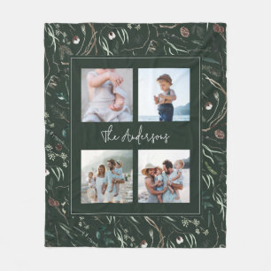 Couverture Polaire Vert moderne élégante aquarelle botanique 4 photo