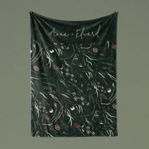 Couverture Polaire Vert moderne élégante aquarelle botanique rustique