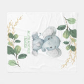 Couverture Polaire Vert moderne Gold Baby Elephant Boy Nursery (Devant (Horizontal))