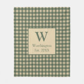 Couverture Polaire Vert monogrammé Tan Beige Buffalo à carreaux de ca (Devant)